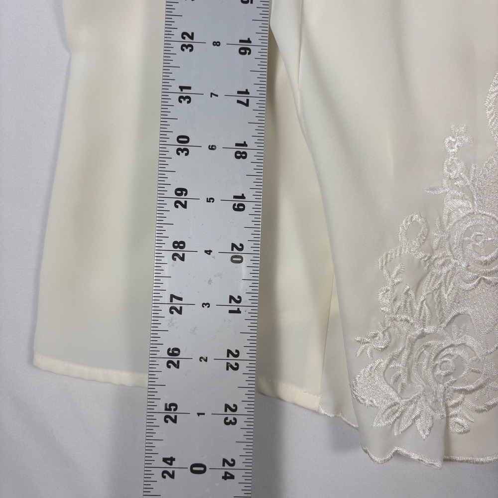 VTG Claudia Richard Size 16‎ Office Cream Floral Embroidered Blouse - Picture 6 of 10